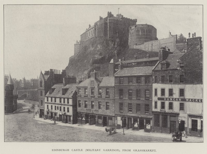 Edinburgh Castle (Militær Garnison), fra Grassmarket av English Photographer