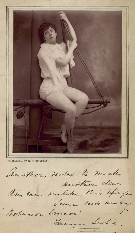Fannie Leslie, skuespillerinne, fotografi og signert melding av English Photographer