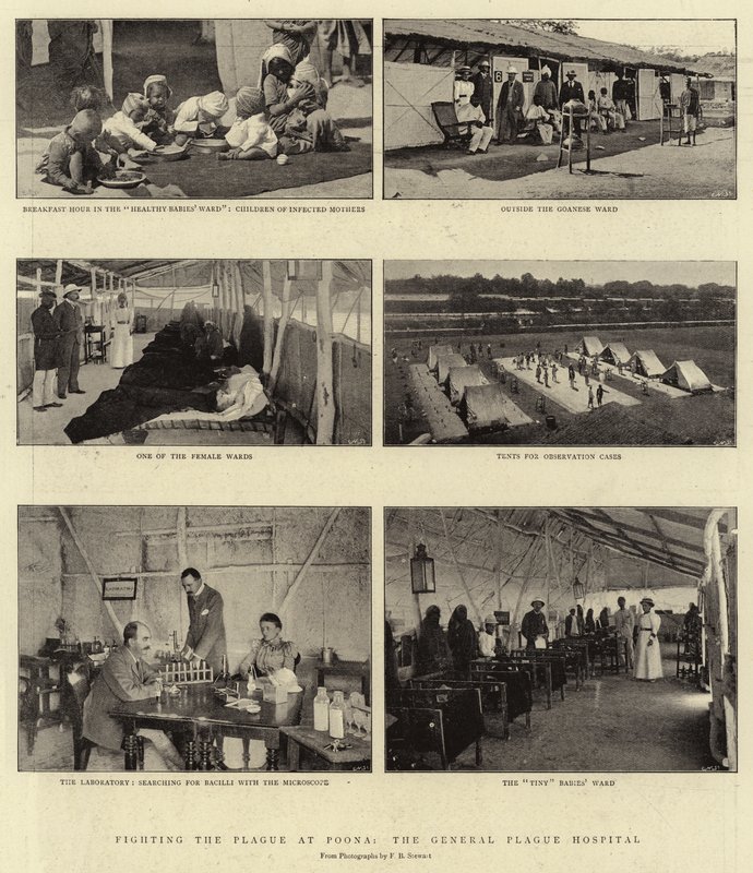 Bekjempelse av pesten på Poona, General Plague Hospital av English Photographer