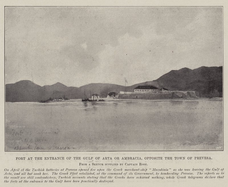 Fort ved inngangen til Gulf of Arta eller Ambracia, overfor byen Prevesa av English Photographer