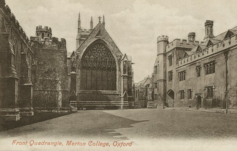 Front Quad, Merton College, Oxford, Oxfordshire (s/hvitt-bilde) av English Photographer