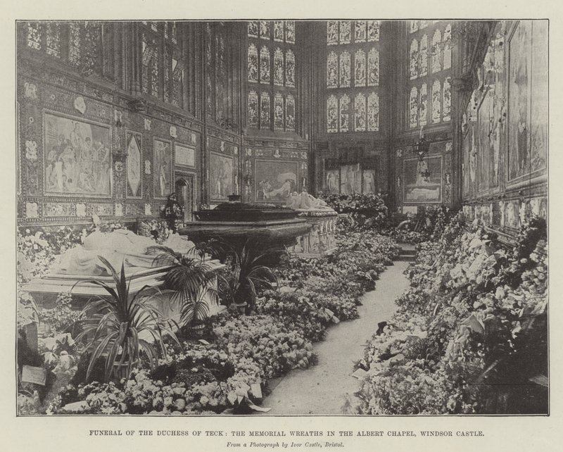 Begravelse av hertuginnen av Teck, minnekransene i Albert Chapel, Windsor Castle av English Photographer