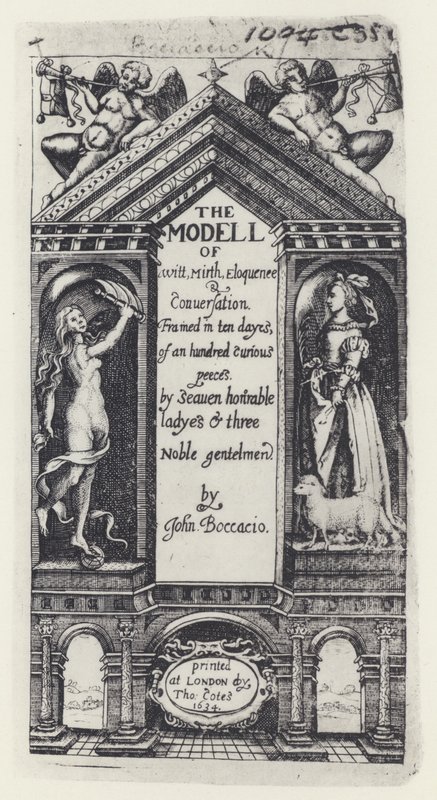 G Boccaccio, The Modell of Witt, Decameron, T Cotes for B Allen og W Hope 1634 (s/hvitt-bilde) av English Photographer