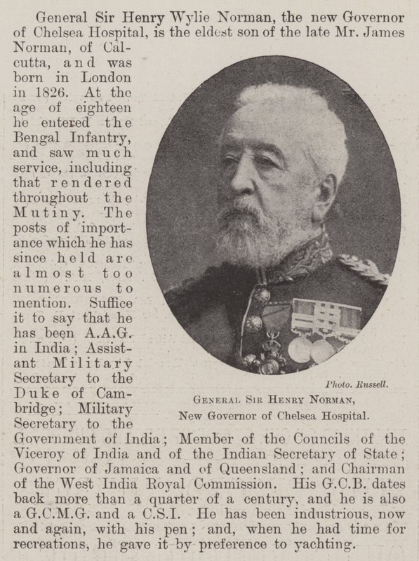 General Sir Henry Norman, ny guvernør ved Chelsea Hospital av English Photographer