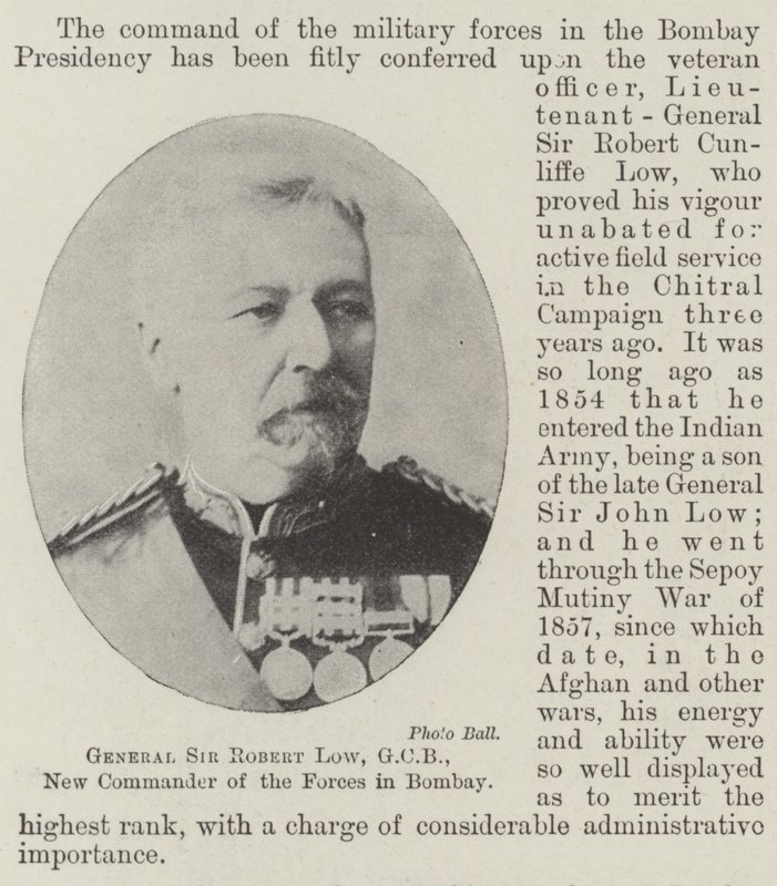 General Sir Robert Low, GCB, ny sjef for styrkene i Bombay av English Photographer