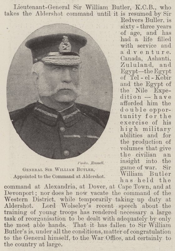 General Sir William Butler, utnevnt til kommandoen ved Aldershot av English Photographer