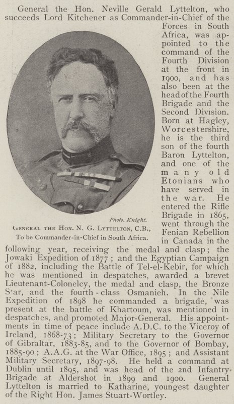 General den ærede N G Lyttelton, CB, til å være øverstkommanderende i Sør-Afrika av English Photographer