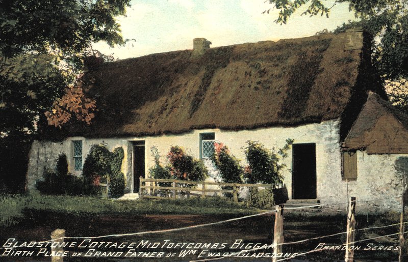 Gladstone hytte, Mid Tofrcombs Biggar, fødestedet til bestefaren til William Ewart Gladstone (bilde) av English Photographer