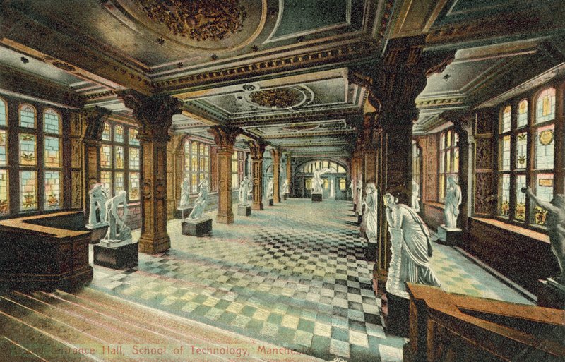 Grand Entrance Hall, School of Technology, Manchester (farget bilde) av English Photographer