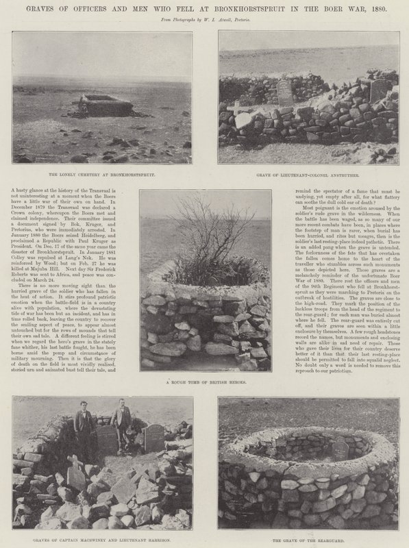Graver av offiserer og menn som falt ved Bronkhorstspruit i boerkrigen, 1880 av English Photographer