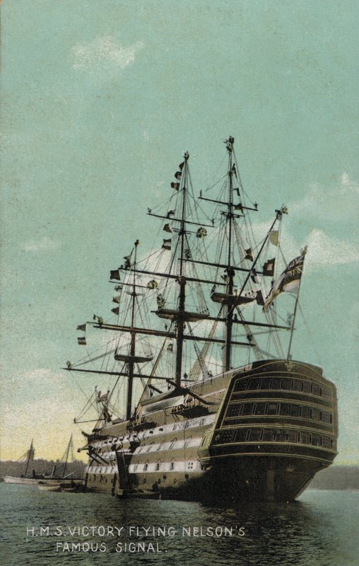 HMS Victory flyr Nelsons berømte signal (bilde) av English Photographer