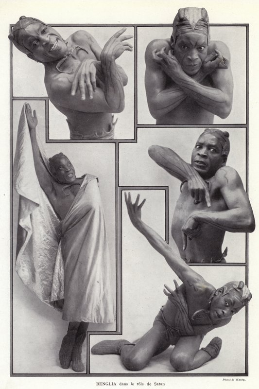 Habib Benglia , algeriskfødt fransk danser og skuespiller i rollen som Satan i Un Soir de Folie på Folies Bergere, Paris av English Photographer