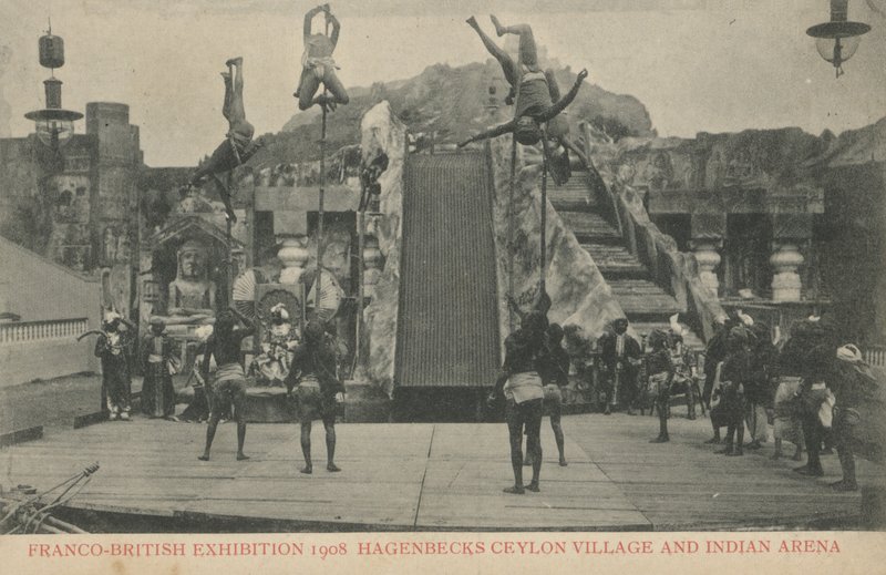 Hagenbecks Ceylon-landsby og indiske arena, Franco-British Exhibition, London av English Photographer