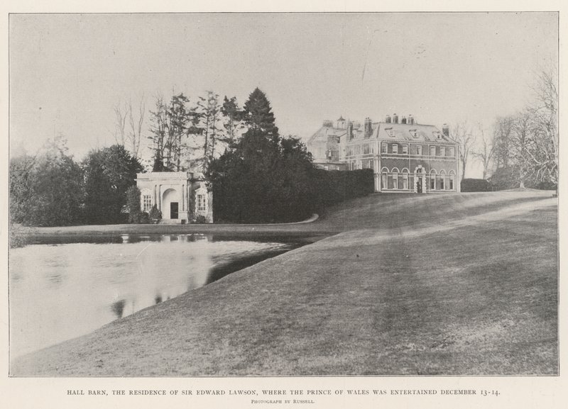 Hall Barn, residensen til Sir Edward Lawson, hvor prinsen av Wales ble underholdt 13.-14. desember av English Photographer