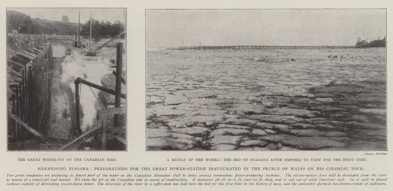 Utnytter Niagara, forberedelser til den store kraftstasjonen innviet av prinsen av Wales på hans kolonitur av English Photographer