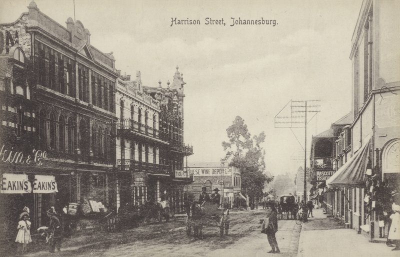 Harrison Street, Johannesburg (s/hvitt bilde) av English Photographer