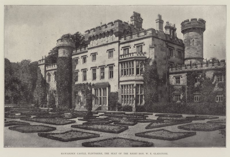 Hawarden Castle, Flintshire, sete for den høyre ærede W E Gladstone av English Photographer