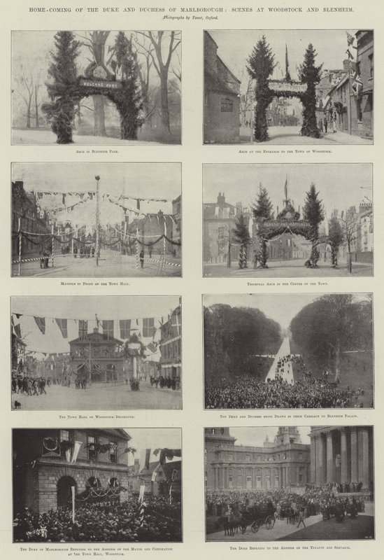 Hjemkomsten til hertugen og hertuginnen av Marlborough, scener ved Woodstock og Blenheim av English Photographer