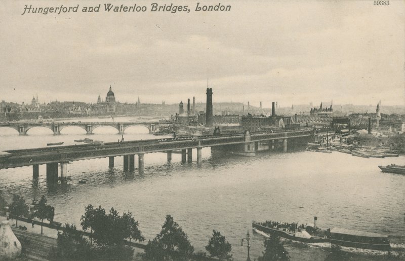 Hungerford og Waterloo Bridges, London av English Photographer