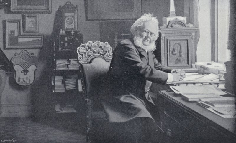 Ibsen i sin studie (s/hvitt foto) av English Photographer