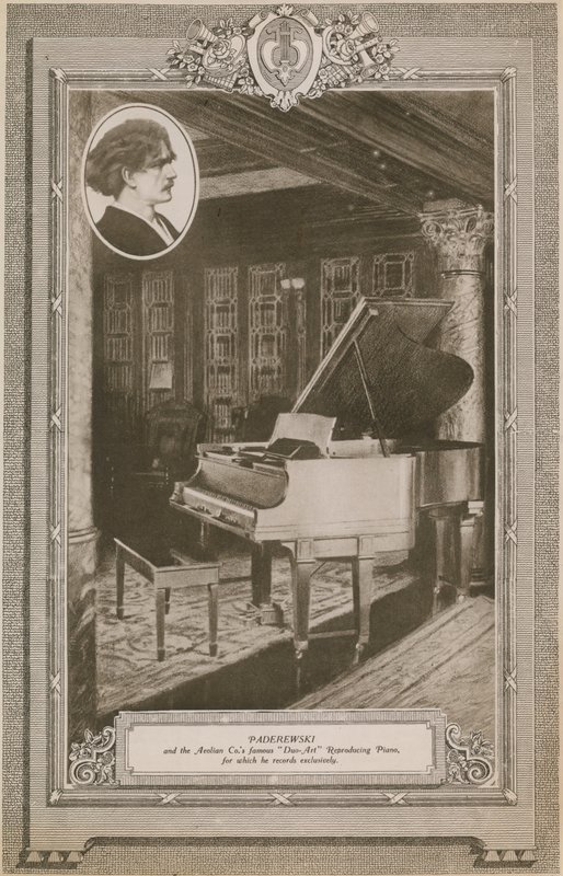 Ignacy Jan Paderewski og Aeolian Company berømte Duo-Art Reproducing Piano av English Photographer