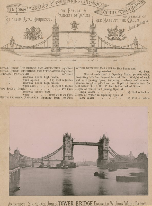 Til minne om åpningen av Tower Bridge av English Photographer