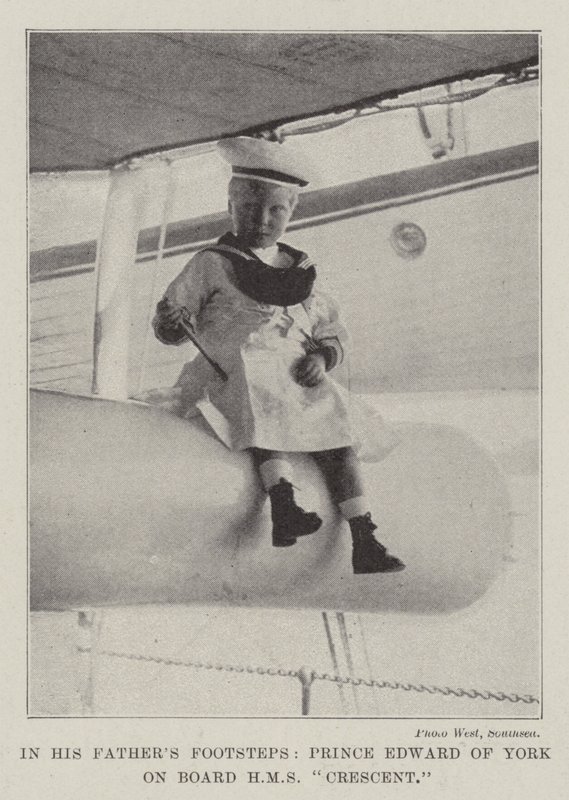 I hans fars fotspor, prins Edward av York om bord på HMS Crescent av English Photographer