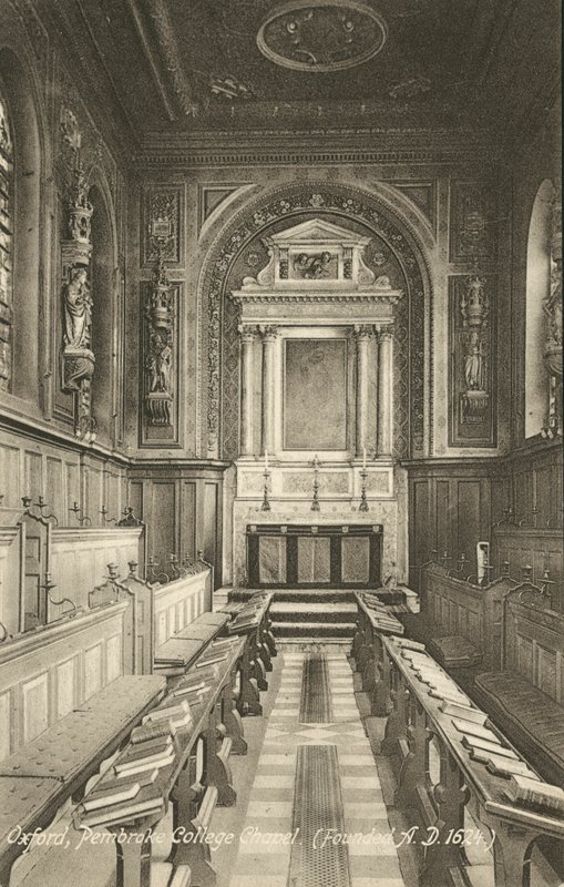 Interiør, Pembroke College Chapel, Oxford, Oxfordshire (s/hvitt-bilde) av English Photographer