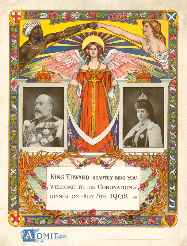 Invitasjon til kroningsmiddagen til kong Edward VII 5. juli 1902 av English Photographer