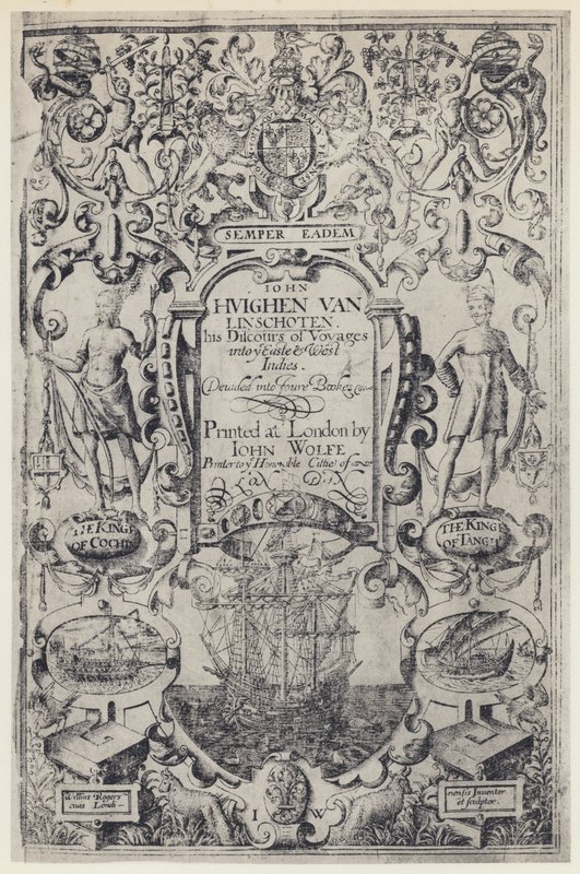 J Linschoten, Discourse of Voyages, J Wolfe 1598 (s/hvitt-bilde) av English Photographer