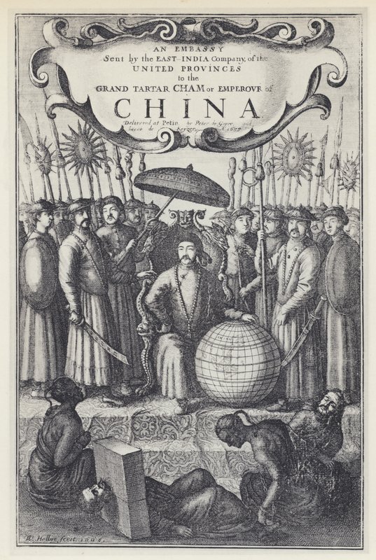 J Nieuhof, en ambassade sendt av East India Company til Kina, Tr J Ogilby 1673 (s/hv-bilde) av English Photographer