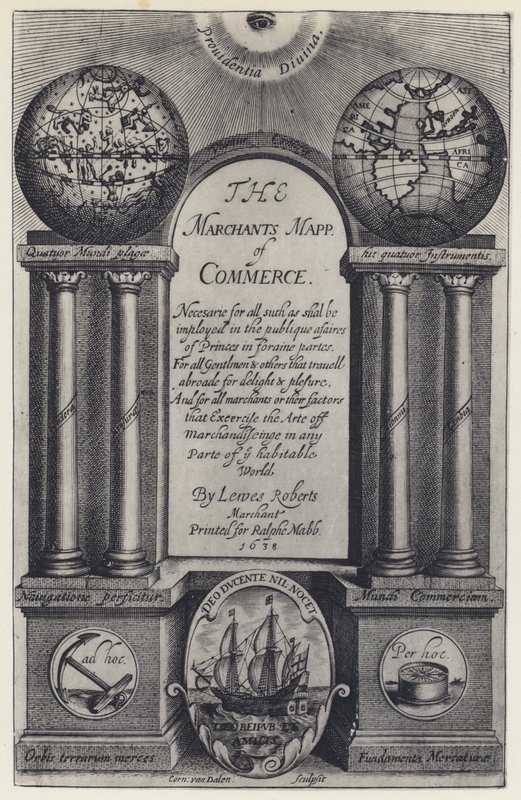 L Roberts, The Merchants Mapp of Commerce, R Mabb 1638 (s/hvitt-bilde) av English Photographer