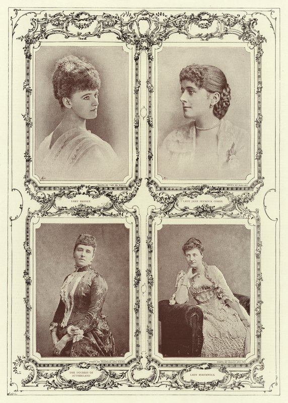 Lady Brooke, Lady Jane Seymour Combe, hertuginnen av Sutherland; Lady Borthwick av English Photographer