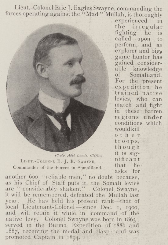 Oberstløytnant E J E Swayne, sjef for styrkene i Somaliland av English Photographer