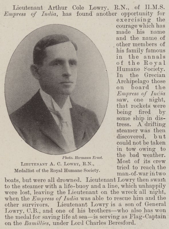Løytnant AC Lowry, RN, medaljevinner i Royal Humane Society av English Photographer