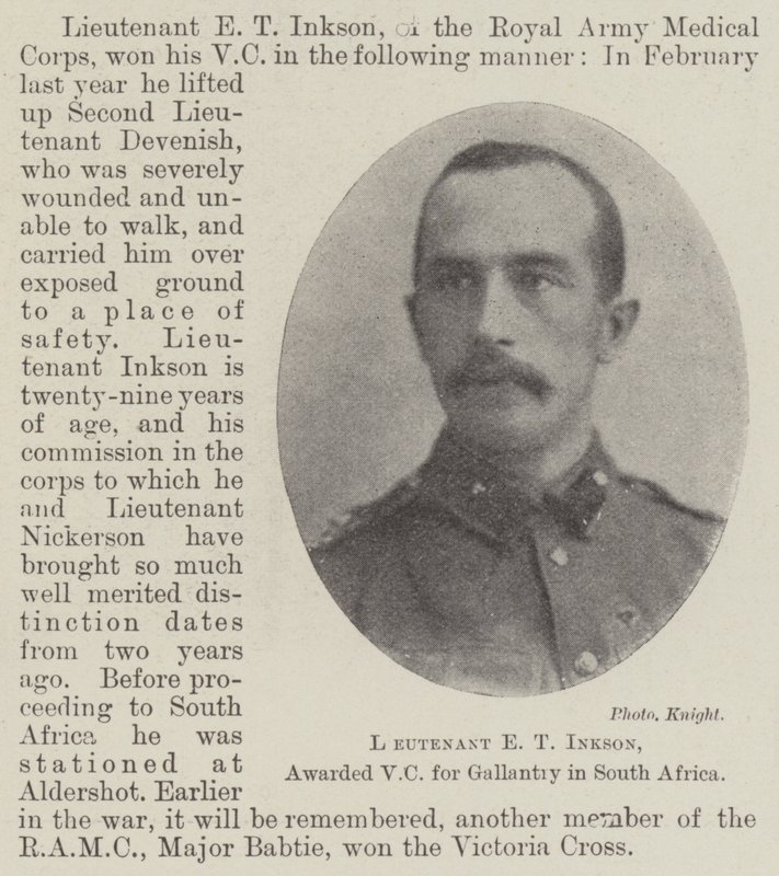Løytnant ET Inkson, tildelt VC for gallanteri i Sør-Afrika av English Photographer