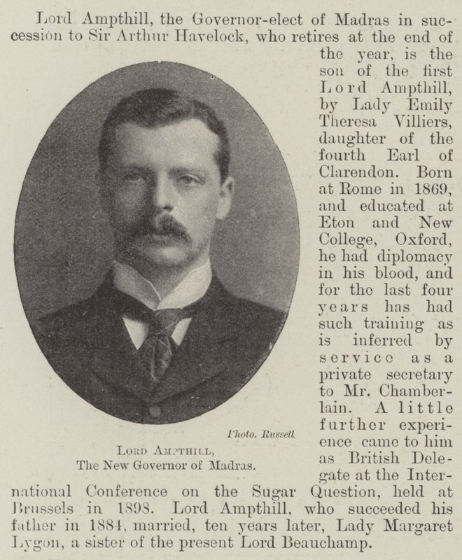 Lord Ampthill, den nye guvernøren i Madras av English Photographer