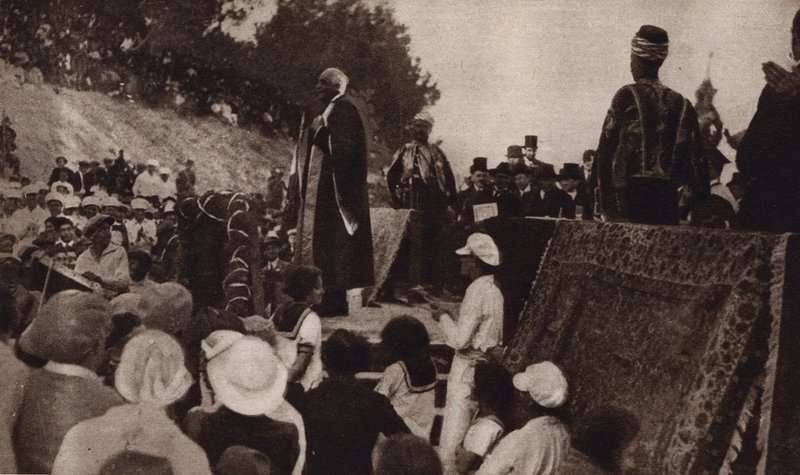 Lord Balfour taler til støtte for etableringen av en jødisk stat i Palestina av English Photographer