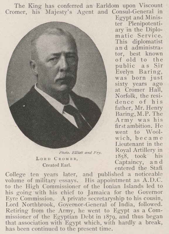 Lord Cromer, opprettet Earl av English Photographer