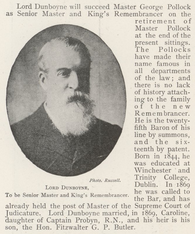 Lord Dunboyne, for å være Senior Master og Kings Remembrancer av English Photographer