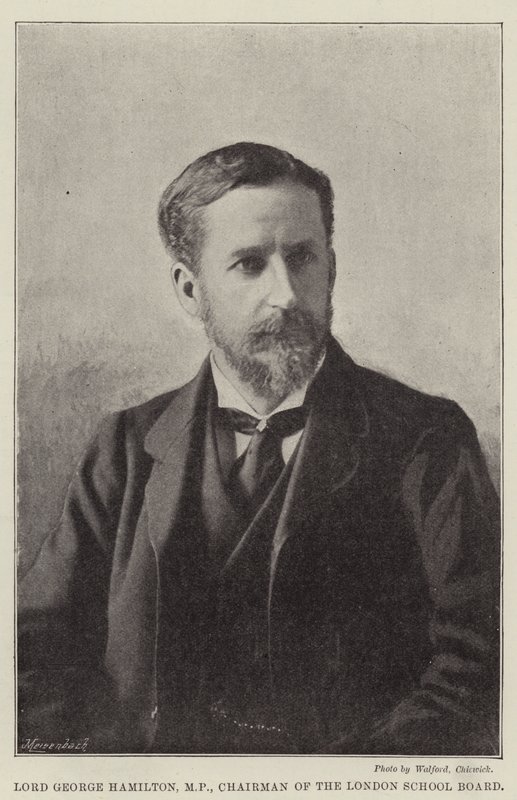 Lord George Hamilton, MP, styreleder for London School Board av English Photographer