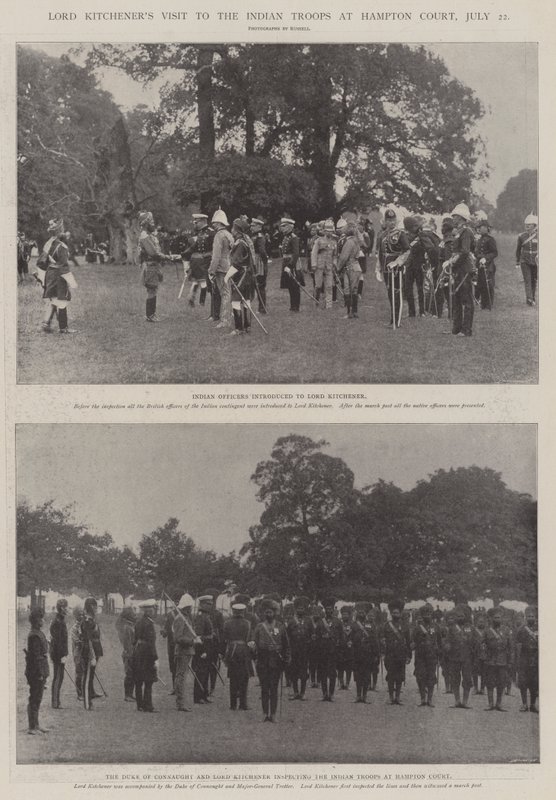 Lord Kitcheners besøk til de indiske troppene på Hampton Court, 22. juli av English Photographer