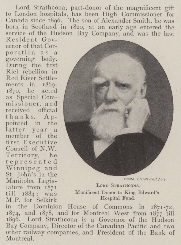 Lord Strathcona, Munificent giver til King Edwards Hospital Fund av English Photographer