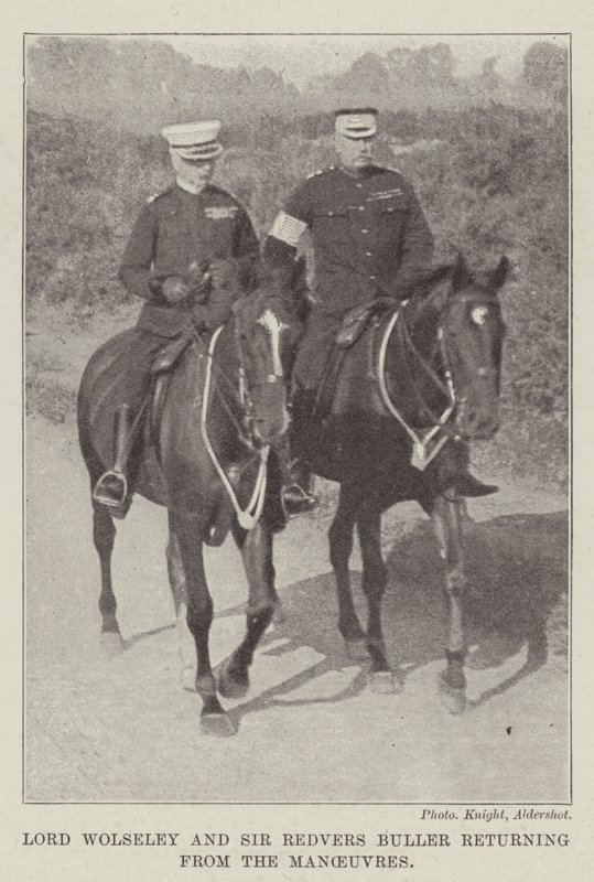 Lord Wolseley og Sir Redvers Buller kommer tilbake fra manøvrene av English Photographer
