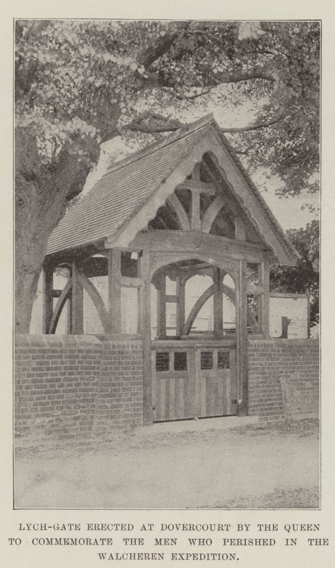 Lych-gate reist ved Dovercourt av dronningen for å minnes mennene som omkom i Walcheren-ekspedisjonen av English Photographer