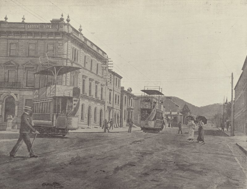 Macquarie Street, ser fra katedralen, Hobart av English Photographer