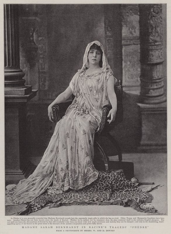 Madame Sarah Bernhardt i Racines Tragedy Phedre av English Photographer