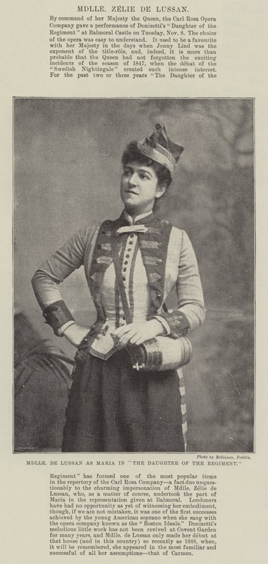 Mademoiselle de Lussan som Maria i Regimentets datter av English Photographer