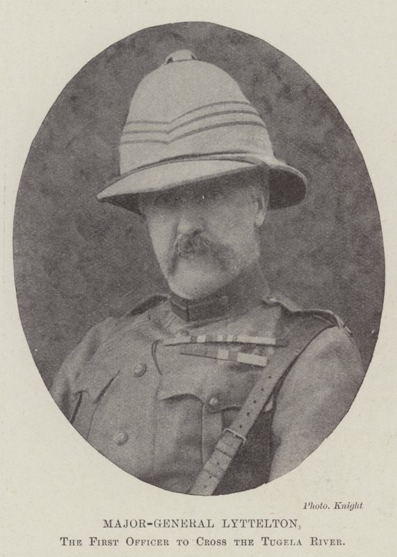 Generalmajor Lyttelton, den første offiseren som krysset Tugela-elven av English Photographer