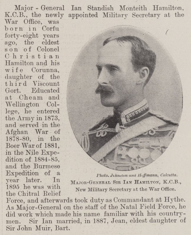 Generalmajor Sir Ian Hamilton, KCB, ny militærsekretær ved krigskontoret av English Photographer